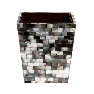 opulent homes black mother of pearl dustbin 8