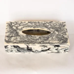 opulent homes black and white resin tissue box 1052