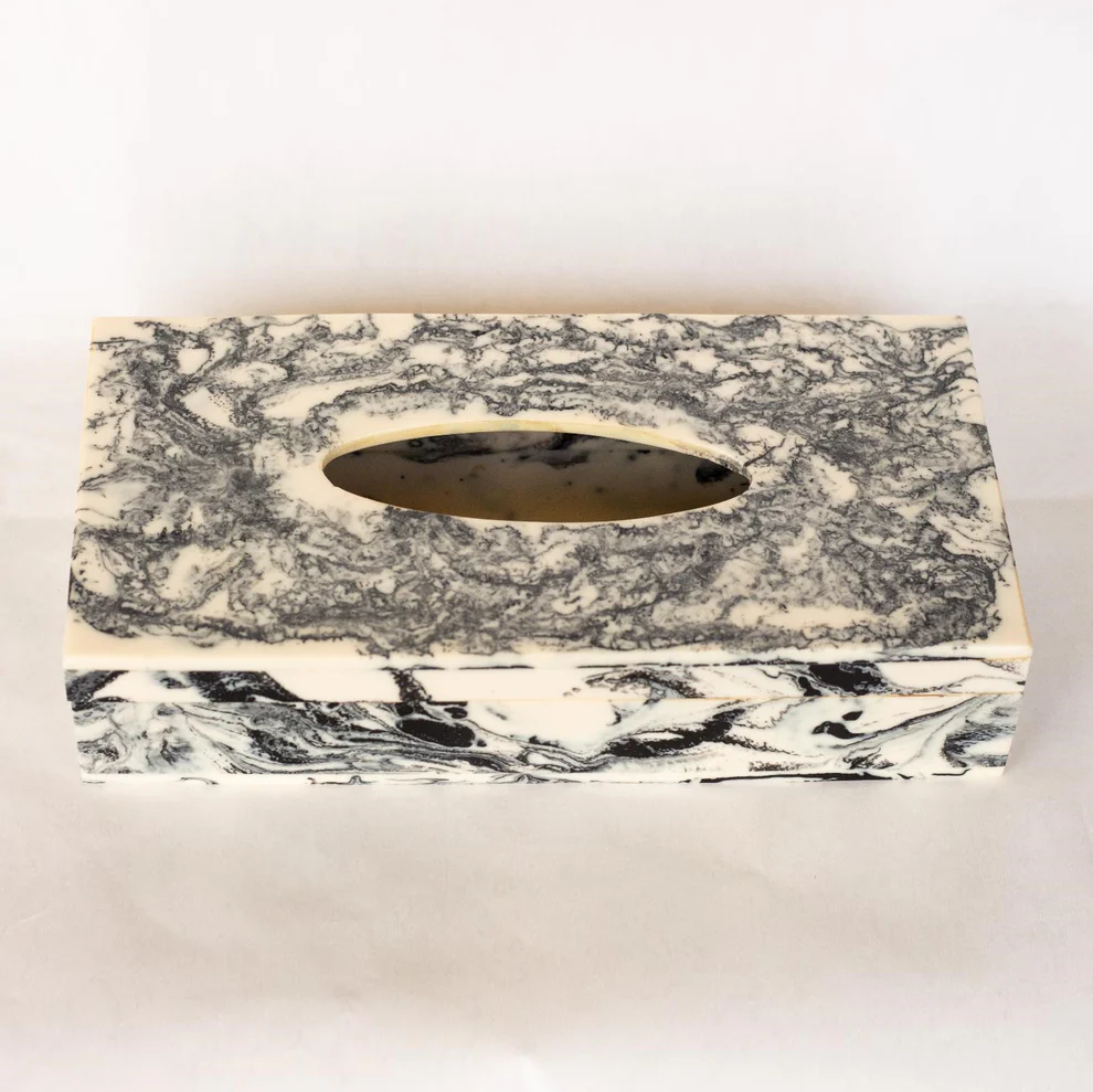 opulent homes black and white resin tissue box 1052