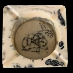 Ashtray Black and White Resin open - View 2