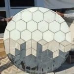 stone plus india marble inlay round tabletop with brass inlay