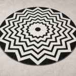 Black and White Marble Floor Medallion Overlay - View 2