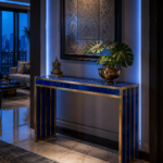 Lapiz Console Top with Brass Inlay - View 2