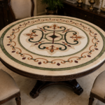 Stone Plus India Marble Inlay Floor Medallion Red Scallops - View 2