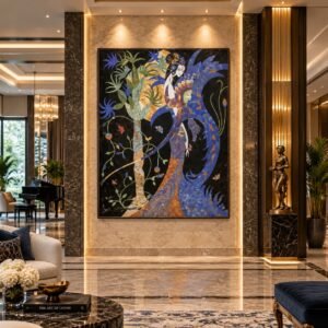 Marble Inlay Wall Mural Japanese Women | Stone Plus India
