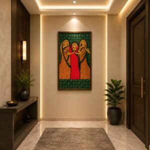 Marble Inlay Wall Mural/ Three Worshipping Women | Stone Plus India