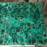 Marble Tabletops Malachite, Lapiz and Brass set of 2 - View 4