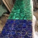 stone plus india tabletops malachite, lapiz and brass set of 2