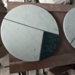 stone plus india marble inlay with brass and malachite nest of tables' tops set of 3