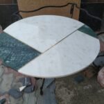 stone plus india marble inlay with brass and malachite nest of tables' tops set of 3