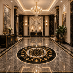 stone plus india floor medallion scallops design