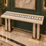 stone plus india white marble console with mother of pearl and swarovski inlay on brass base