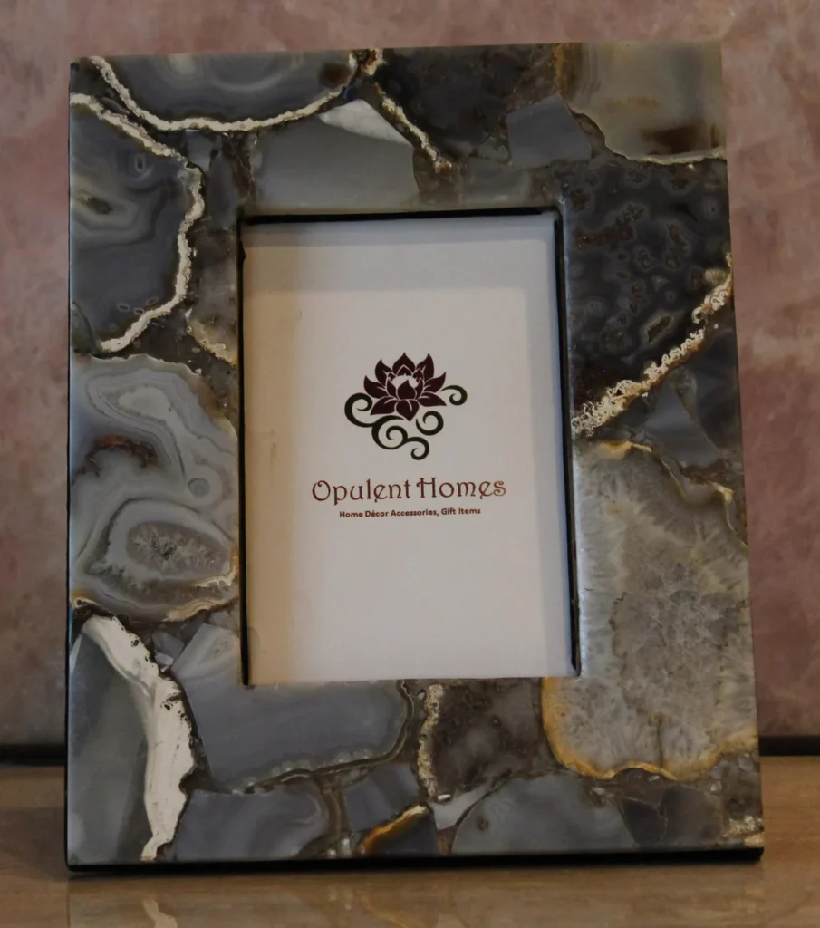 stone plus india grey agate photo frame