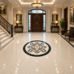 stone plus india marble inlay floor medallion green border
