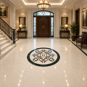 stone plus india marble inlay floor medallion green border