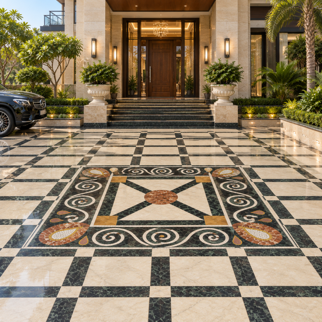 Marble Inlay Flooring Driveway