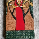stone plus india marble inlay wall mural/ jamini roy art work / three worshipping women