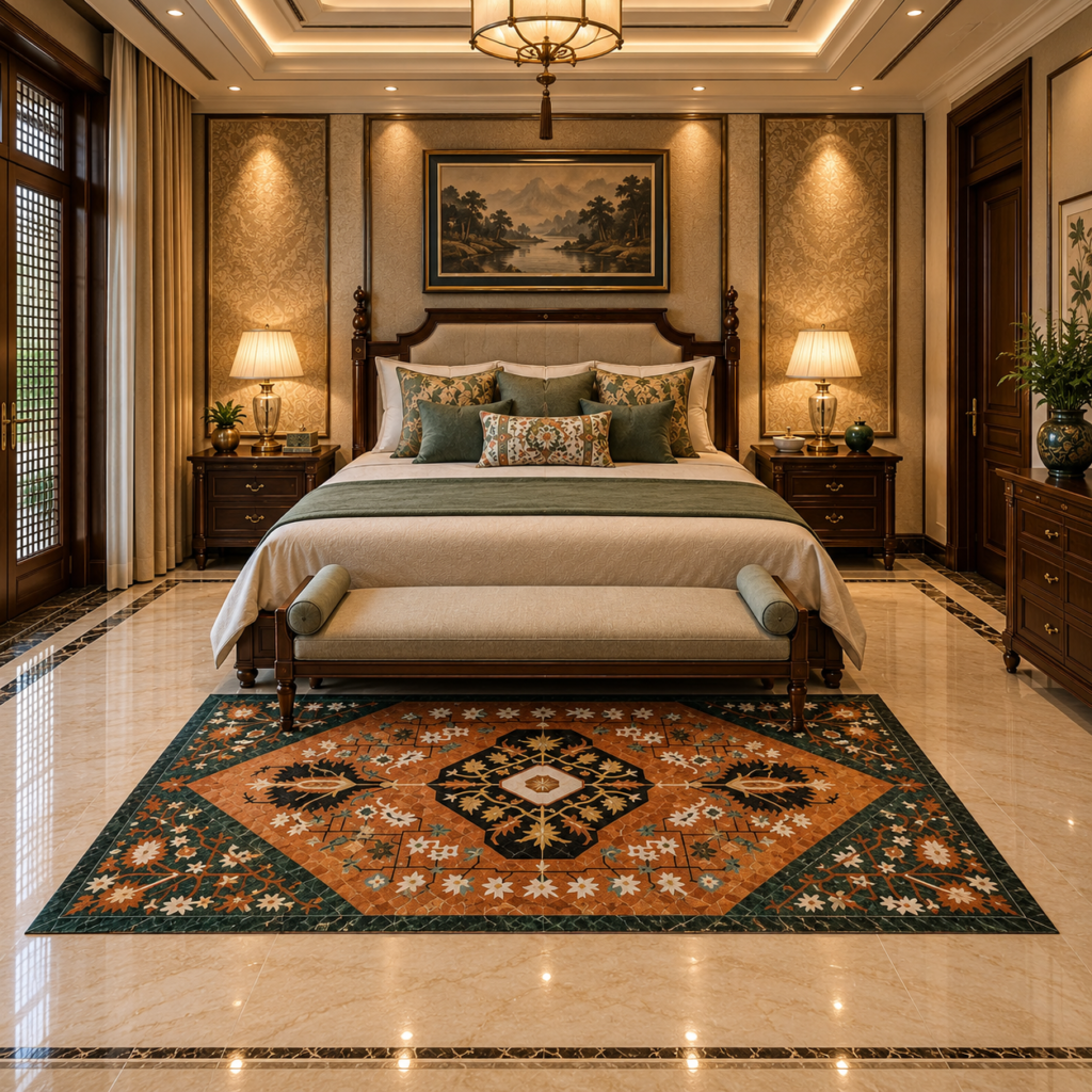 stone plus india kilm design marble inlay carpet flooring