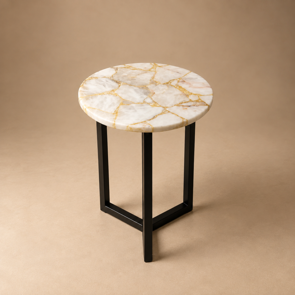 White Quartz Natural Pattern Table