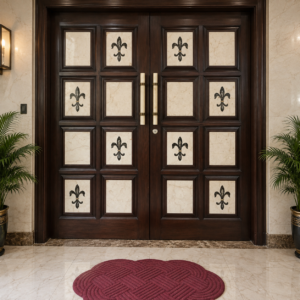 Marble Inlay Inserts on Wooden Doors | Stone Plus India