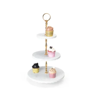 opulent homes marble 3 tier cake stand