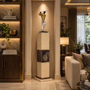 Tall Pedestal / Lamp in Marble