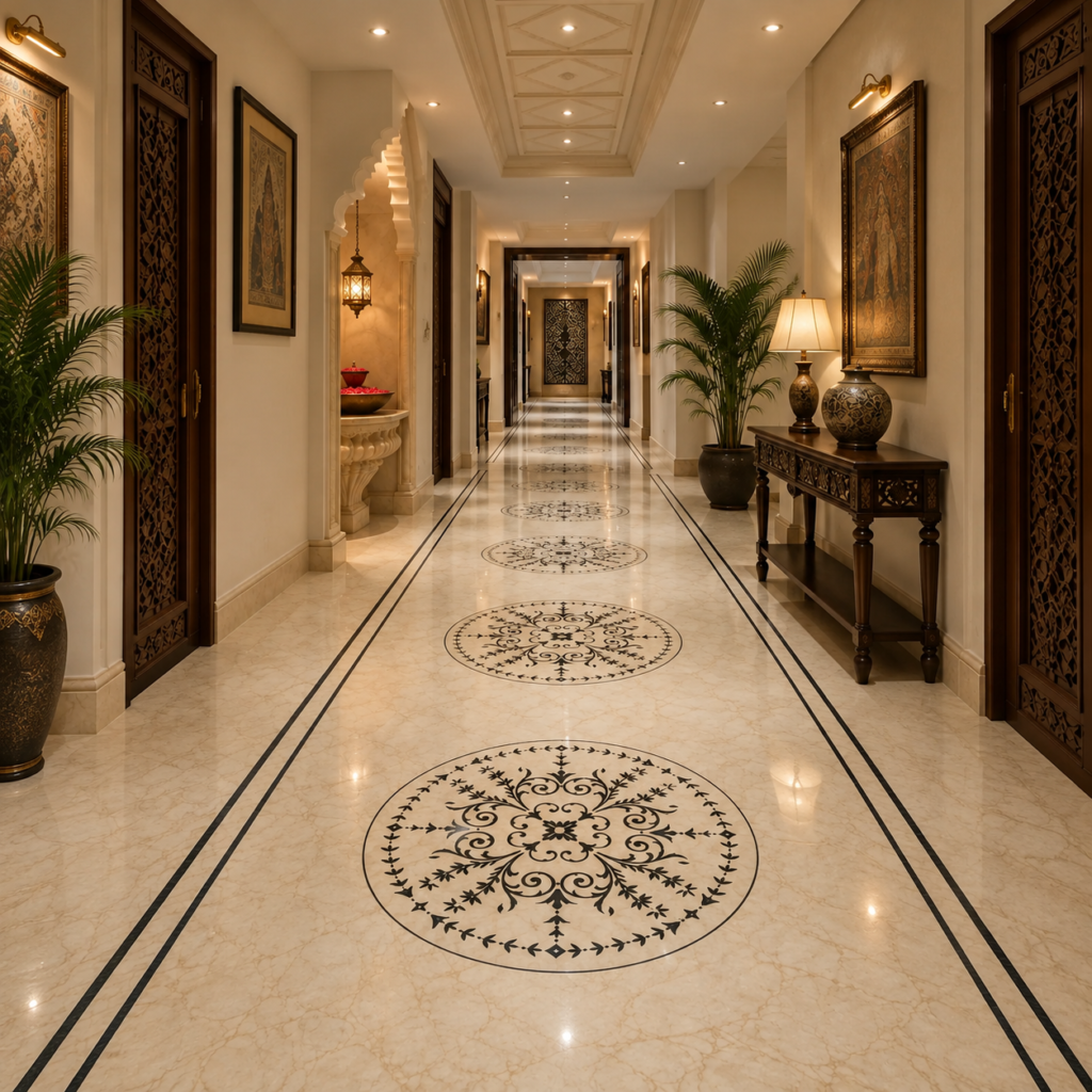 stone plus india white marble round floor medallion