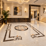 flooring marble inlay medallion with border