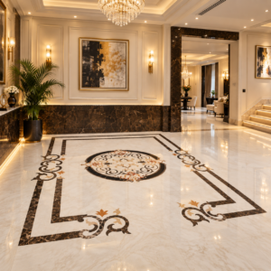 flooring marble inlay medallion with border