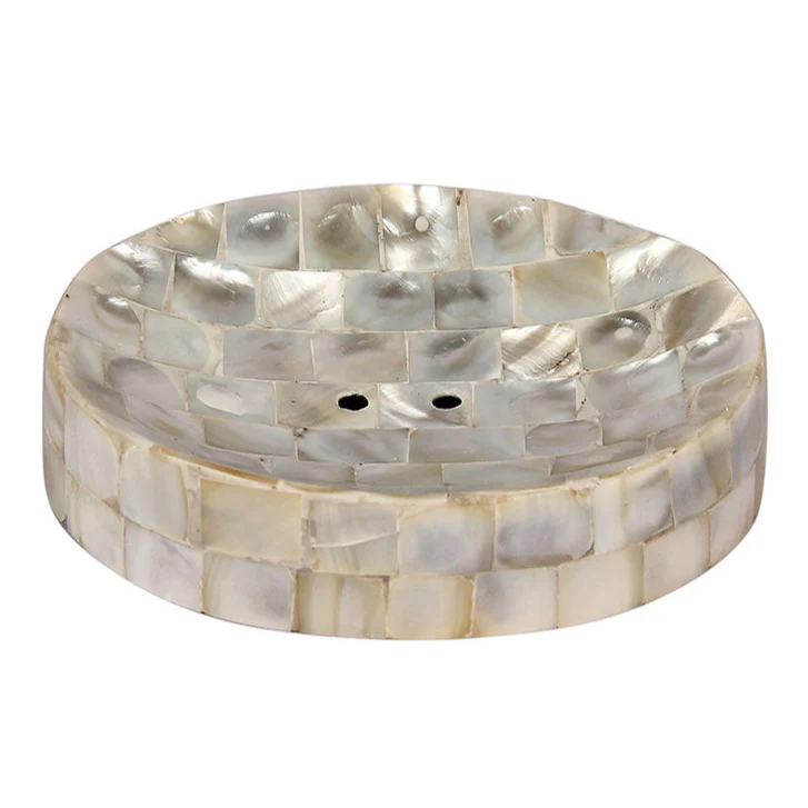 opulent homes white mother of pearl soap dish