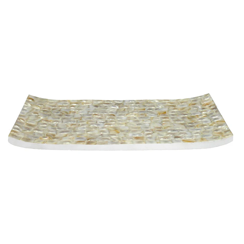 opulent homes white mother of pearl tray 16x9