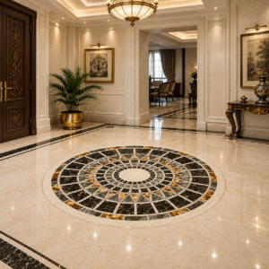 stone plus india marble inlay floor medallion round