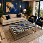 Black and White Marble Lapiz Overlay Tabletop