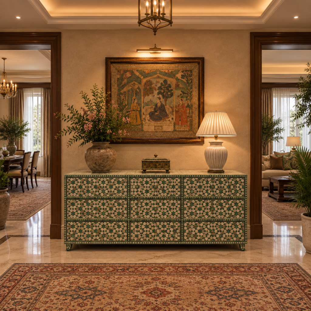 Green and White Resin Cabinet
