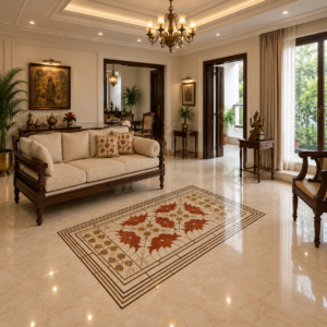 lotus design marble inlay flooring pattern carpet