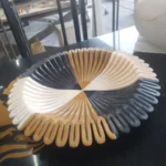 stone plus india white yellow and black marble ruffle bowl