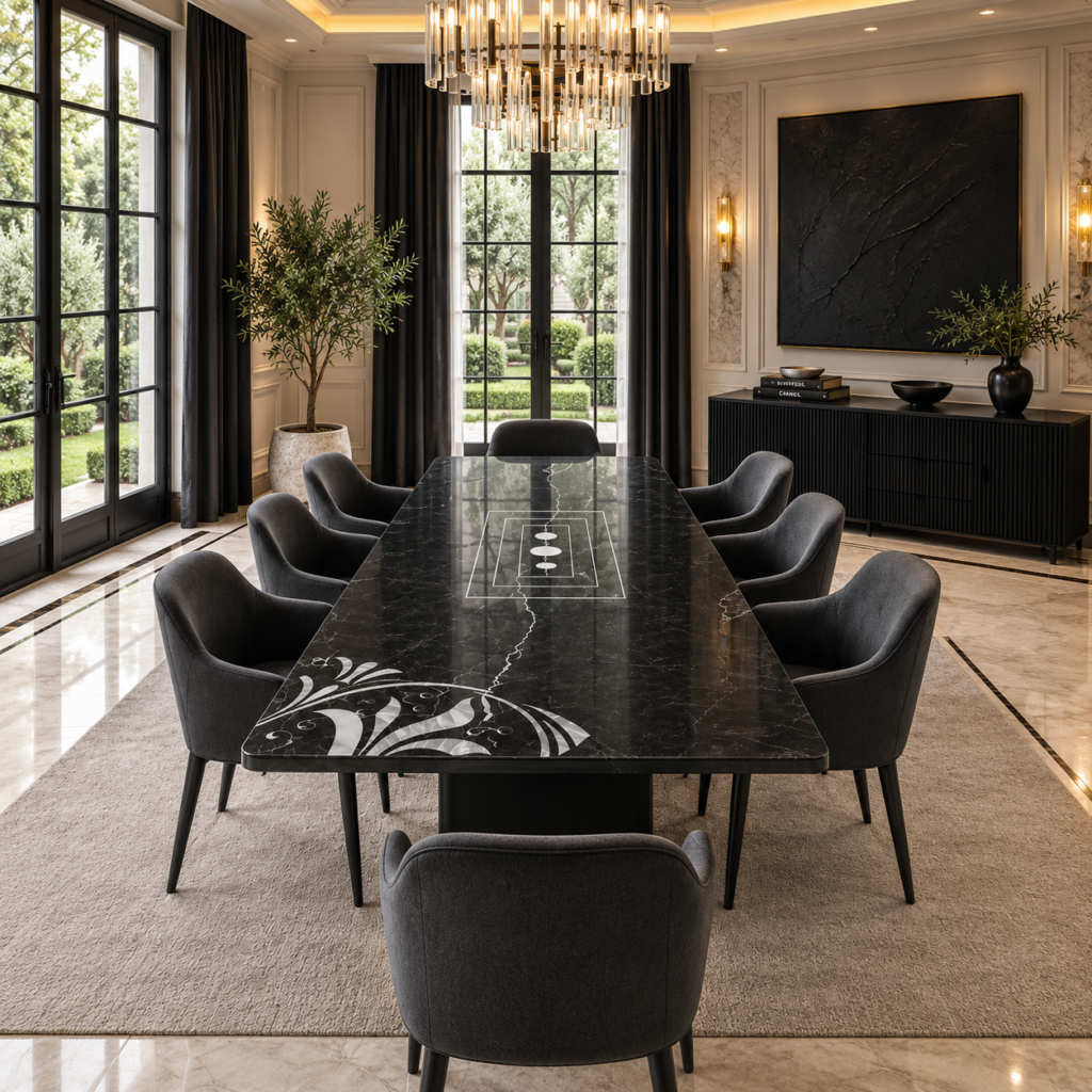 stone plus india black marble mother of pearl inlay dining tabletop