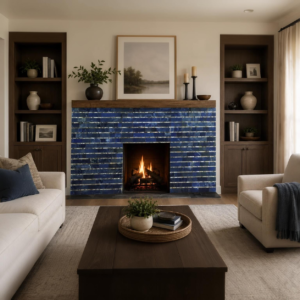 Fireplace Façade in Lapiz and Mother Of Pearl