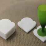 Coasters White Marble Scallop Design - View 2