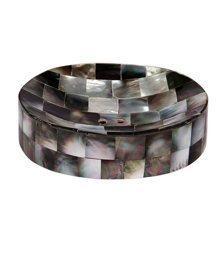 opulent homes black mother of pearl soap dish