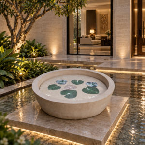Urli - The Padma - Sandstone Floating Lotus with Mother of Pearl Inlay