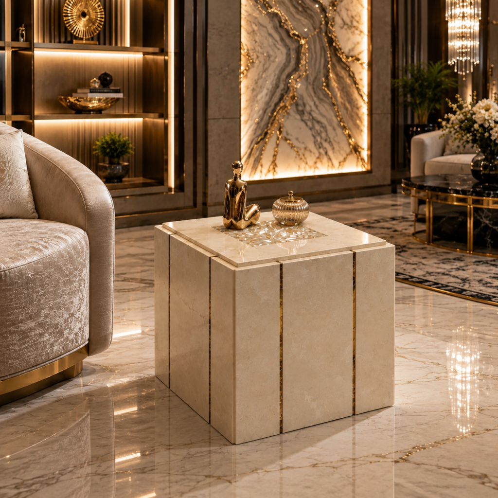Marble Box Mother of Pearl Side Table
