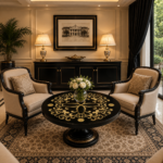 Marble Inlay Black Tabletop