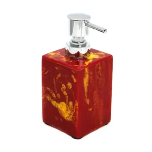 opulent homes soap dispenser red and yellow polyresin