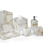 White Quartz With Gold Filling Set of 7 Pieces - View 2