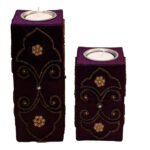 Royal Purple Embroidered Velvet Candle Set catalog shot