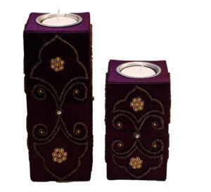 Royal Purple Embroidered Velvet Candle Set catalog shot