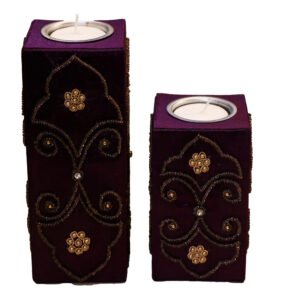 Royal Purple Embroidered Velvet Candle Set catalog shot