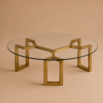 Geometric Gold Glass Coffee Table - View 2