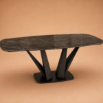 Modern Black Marble Dining Table - View 2
